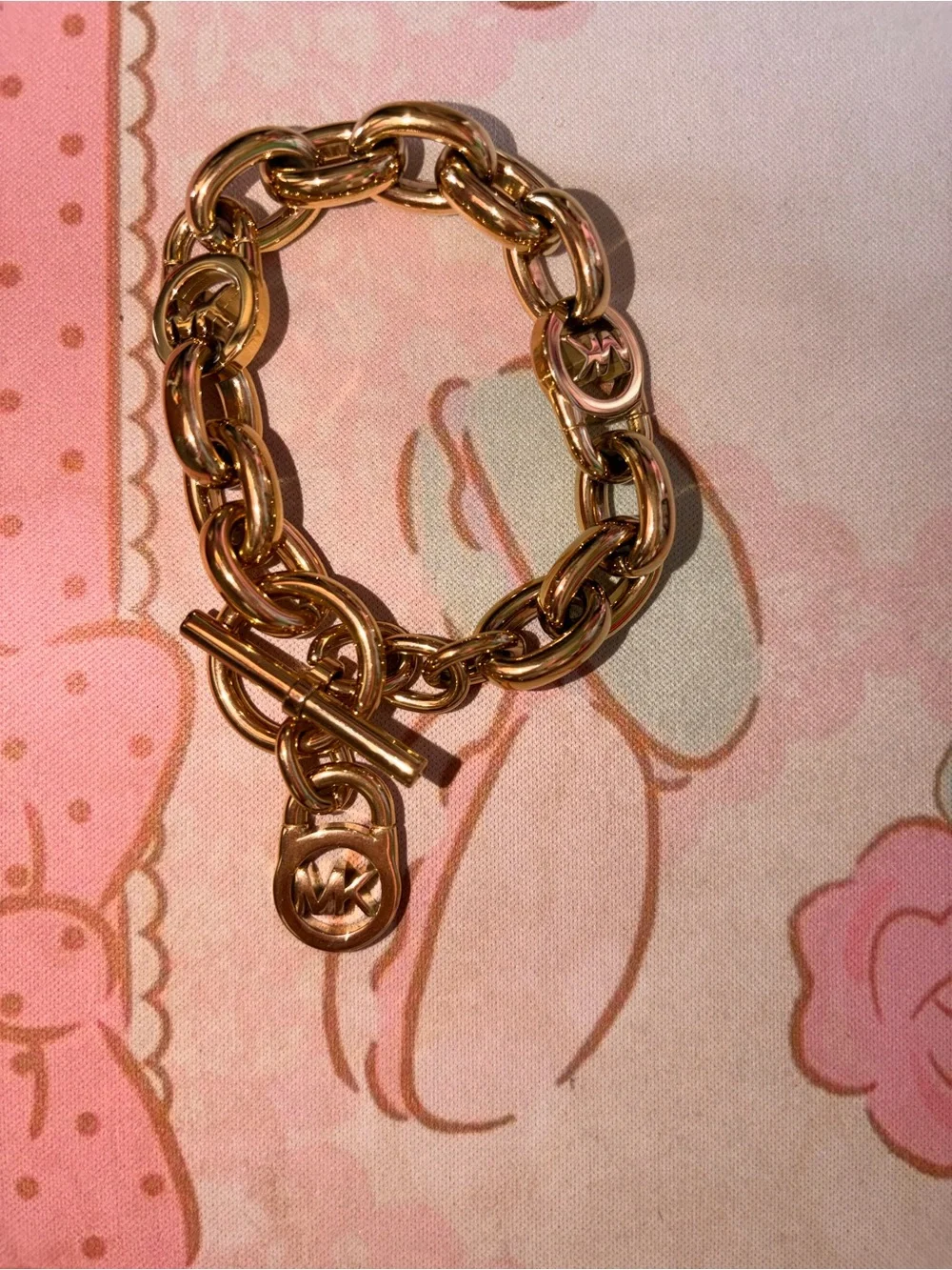 Michael Kors MK Chunky Chain Link Bracelet Padlock MK Logo - Picture 4 of 5